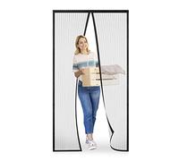 Moustiquaire porte Magnétique Moustiquaire sur Mesure de Porte,Rideau de Porte Antimoustique, pour Couloirs, Portes, Patio.Facile à installer le joint d'étanchéité, Noir, 140 x 225 cm