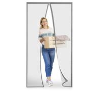 Moustiquaire porte Magnétique Moustiquaire sur Mesure de Porte,Rideau de Porte Antimoustique, pour Couloirs, Portes, Patio.Facile à installer le joint d'étanchéité, Gris, 130 x 220 cm