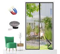 Moustiquaire Porte Magnétique, Rideau de Porte Antimoustique Moustiquaire Mailles Fines avec Aimants, pour Portes Fenêtre-Black-A||70x200cm(27x78inch)