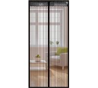 Moustiquaire Porte Moustiquaire magnétique Grille Rideau anti-mouches pour porte de balcon Salon Noir 100x240 CM