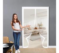 Moustiquaire Porte Porte 120 x 158 cm Anti-Moustiques, Fermeture Automatique, Sans Perçage, Maille Fine, Moustiquaire Store Enroulable pour Portes, Différentes Tailles, Blanc