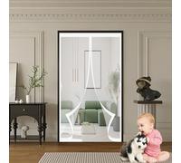 Moustiquaire Porte Porte 80 x 90 cm Anti-Moustiques, Fermeture Automatique, Sans Perçage, Maille Fine, Moustiquaire de pour de Balcon, Cave, Blanc