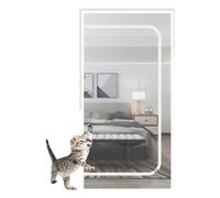 Moustiquaire Porte pour Chats, Renforcée Maillage Résistant aux Griffures, Dotée d'Une Fermeture Éclair Bidirectionnelle, Rideau de Porte Fenêtre Animaux pour Chambre Salon Balco