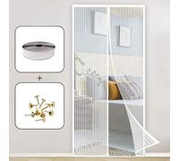 Moustiquaire Porte Rideau, 120x215cm Insect Protection No Gap Moustiquaire Porte Fenetre sans Perçage Facile à Installer pour Balcon, Couloirs, Portes Patio, Baie Vitree, Coulissante, Blanc A