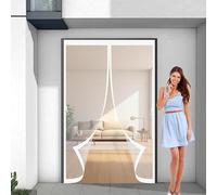 Moustiquaire Porte Sans Perçage 160 x 210 cm Anti-Moustiques, Fermeture Automatique, Sans Perçage, Maille Fine, Porte Moustiquaire pour de Balcon, Cave, Blanc