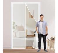 Moustiquaire Porte Sans Perçage 80 x 90 cm Anti-Moustiques, Fermeture Automatique, Sans Perçage, Maille Fine, Porte Anti Insectes pour de Balcon, Cave, Blanc