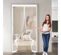 Moustiquaire Porte Sans Perçage 85 x 90 cm Anti-Moustiques, Fermeture Automatique, Sans Perçage, Maille Fine, Magnétique Moustique pour Portes, Différentes Tailles, Blanc