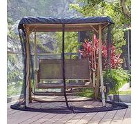 Moustiquaire pour balançoire de Patio, moustiquaire pour balançoire de Patio extérieur avec Ouverture à glissière et Tente étanche sur Le Toit, écran en Maille de Polyester, Noir, 125x185x205 cm