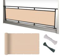Moustiquaire pour balcon avec serre-câbles pour une protection maximale contre les rayons UV et la lumière du soleil - Crème 70 x 600 cm