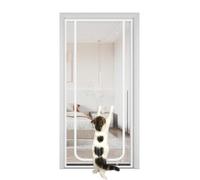 Moustiquaire pour chat et porte - Rideau en maille avec ruban adhésif - Durable - Protège les insectes des enfants et des animaux domestiques - 82 x 210 cm - Maille blanche - Ruban blanc