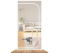 Moustiquaire pour chat renforcée pour porte de 90 cm x 200 cm, robuste et résistante aux animaux domestiques avec fermeture éclair, empêche les chiens et les chats de s'échapper de la maison (90 x 200