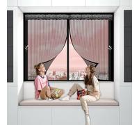 Moustiquaire pour Fenetre 55 x 145 cm Facile à Installer Automatique Porte Moustiquaire, Mouche Moustique, Rideaux Anti Mouche, avec Bande Adhesive, pour Fenêtres Patio, Noir
