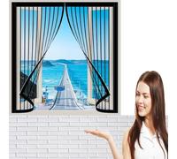 Moustiquaire pour Fenêtre 60 x 134 cm Maille Ultra Fine Moustiquaire à Fermeture Aimantée Pas de Perçage Ni de Vissage pour Fenetre de Salon Patio, Noir