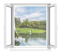 Moustiquaire pour Fenêtre 90x110cm Blanc - Moustiquaire Adhésive Sans Perçage avec Fixation Auto-Agriffante - Idéale pour Baie Vitrée, Fenêtre de Toit, Cave, Chambre et Salon