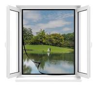 Moustiquaire pour Fenêtre 90x110cm Noir - Moustiquaire Adhésive Sans Perçage avec Fixation Auto-Agriffante - Idéale pour Baie Vitrée, Fenêtre de Toit, Cave, Chambre et Salon