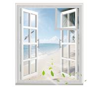 Moustiquaire pour Fenêtre sur Mesure Avec Cadre Fixe, 85x140cm Blanc Sans Perçage, Protection Anti-Insectes