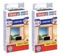 tesa Moustiquaire fenêtre INSECT STOP H&L Premium – ruban crochet/boucle – 2x100×100 cm Anthracite