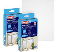 Tesa INSECT STOP H&L Fly Screen Windows - Moustiquaire pour fenêtre - avec ruban crochet, pouvant être coupé à la taille - 1x 150 cm x 180 cm - Blanc