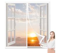 Moustiquaire pour Fenêtres 90 x 106 cm Rideau Moustiquaire Fenetre Aimantée Puissants Aimants pour Fenêtre Empêche de Passer Les Moustiques, Blanc