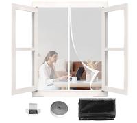 Moustiquaire pour Fenêtres 93 x 100 cm Rideau Anti Mouche Auto-Adhésif Sans Perçage pour Portes et Fenêtres, Blanc