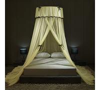 Moustiquaire pour lit, baldaquin de lit King Size, Rideau Suspendu, avec nœud Papillon et dôme Rond Princesse, Tente en Maille pour lit Double et Simple (Couleur : Jaune, Taille :