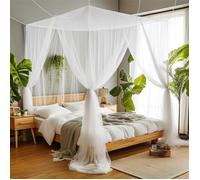 Moustiquaire pour lit double, baldaquin à 4 poteaux d'angle,anti-insectes,avec lits simples et king, pour utilisation extérieure.