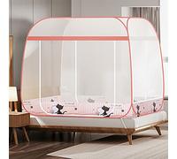 Moustiquaire pour lit, tente de voyage portable de Mongolie, filet de yourte pliable double portes avec fond pour voyage en plein air pour bébés, enfants et adultes, pas besoin de se blottir, rose,