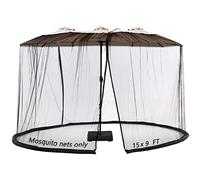 Moustiquaire pour parasol de terrasse double face de 4,6 m avec double fermeture éclair en bas pour terrasse, tonnelle, auvent escamotable, 3 x 3 m, interchangeable (noir, 4,6 m)