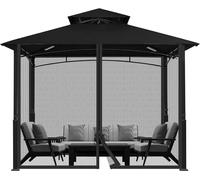 Moustiquaire pour pavillon d'extérieur,Moustiquaire de remplacement universelle Abri en 4 parties avec fermeture éclair pourpavillon 10' x 10', moustiquaire seule, noir, 300cm*300cm