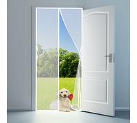 Moustiquaire pour Portes, 140x215cm Avancée Rideau Magnétique Anti-insectes pour Porte de Balcon, porte Cave, Montage Facile à Coller, Kit d'installation Complet Blanche