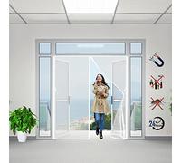 Moustiquaire pour Portes, 145x220cm Mailles ultra fines, Fermeture Automatique, Laisse Passer l'Air Frais et Bloque la Fumée, Kit d'installation Complet (Blanche)