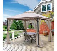 Moustiquaire pour tonnelle et terrasse, 4 panneaux en maille avec fermeture éclair à double sens, idéal pour pergola et tente d'extérieur