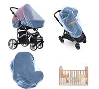 Moustiquaire Poussette Universelle, Capote Cosy pour Moustiquaire Lit Bébé, Protection Anti Insectes pour Landau, Lit Parapluie et Auto siège, Haute densité Filet Anti Moustiques élastique et Lavable