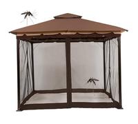 Moustiquaire rétractable pour tonnelle, avec Fermeture éclair, 3, 6 x 3, 6 x 2, m, pour extérieur, Camping, terrasse, Jardin, Marron Clair