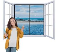 Moustiquaire Rideau de Fenêtre 140x225cm Rideau Moustiquaire Pour Porte Fenetre Porte Anti insectes Puissants Aimants Fermeture parfaite Installation Facile Sans Perçage Noir