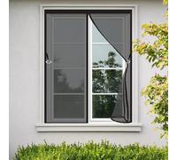 Moustiquaire sur Mesure 105 x 163 cm Moustiquaire Fenêtre Magnétique Auto-Adhésive et Sans Perçage Indéchirable Filet de Fenêtre pour Balcon Salon Patio, Noir