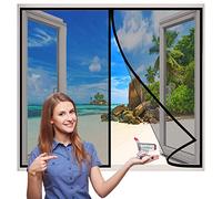 Moustiquaire sur Mesure AimantéE, 100x75 cm Fermeture Automatique Moustiquaire Fenetre Anti Insecte Mouche Moustique pour Enfants et Animaux de Compagnie- Noir H