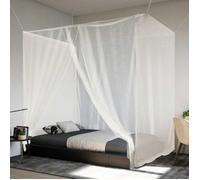 Moustiquaire suspendue blanche 220×200×210 cm en polyester, maille 156 tpi, rectangulaire, 2 ouvertures, corde 6 m