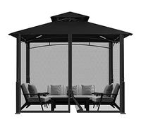 Moustiquaire universelle à 4 panneaux avec fermeture éclair pour tonnelle d'extérieur - Pour tonnelle et pergola - 300 x 300 x 230 cm - Noir