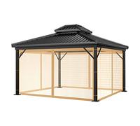 Moustiquaire universelle à 4 panneaux avec fermeture éclair pour tonnelle et pergola - 300 x 300 x 230 cm - Marron - Parfaite pour la protection des ct et la relaxation en plein air