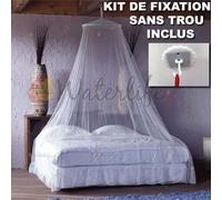 Moustiquaire - WATERLIFE - Ciel de lit - Fixation sans trou - Blanc - 2,60 m de longueur