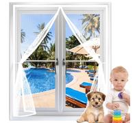 Moustiquaires Aimanté 123 x 146 cm Anti-Moustiques, Fermeture Automatique, Sans Perçage, Maille Fine, Moustiquaire Store Enroulable pour Porte de Balcon, Porte Cave, Blanc