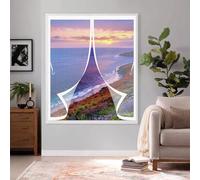 Moustiquaires Aimanté 138 x 117 cm Joint Magnétique de Haut en Bas avec Fermeture Automatique Fenetre Moustiquaire Magnétique pour Toutes Les Tailles de Fenêtre, Blanc