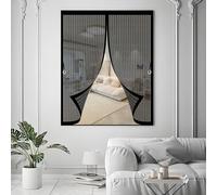 Moustiquaires Aimanté 77 x 132 cm Anti-Moustiques, Fermeture Automatique, Sans Perçage, Maille Fine, Moustiquaire Magnétique Rideau pour Porte de Balcon, Porte Cave, Noir