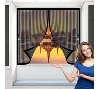 Moustiquaires Aimanté 80 x 90 cm Anti-Moustiques, Fermeture Automatique, Sans Perçage, Maille Fine, Moustiquaire de Fenetre Magnétique pour Porte de Balcon, Porte Cave, Noir