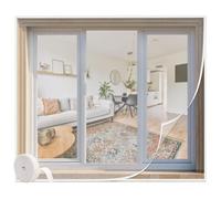 Moustiquaires de Fenêtre Blanc Rideau Anti Moustique Auto-Adhésif en 90x120cm Anti-Insectes Moustiquaire Avec Ruban Auto-Aggripant-pour Couloirs/Patio