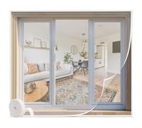 Moustiquaires de Fenêtre, Blanc Rideau Anti Moustique, Auto-Adhésif Rideau en Maille, 90x120cm Rideau de Anti-Insectes, Moustiquaire Avec Ruban Auto-Aggripant-pour Couloirs/Patio Fenêtre
