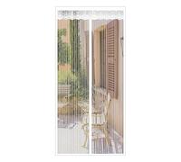 Moustiquaires de porte magnétiques 100x180cm(Largeur x Hauteur), Rayures blanches Rideaux de porte anti-moustiques - Moustiquaire avec fixation intégrale par bandes auto-agrippantes
