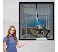 Moustiquaires pour Fenêtre 55 x 90 cm Sans Outil Installation Facile Rideau de Porte Antimoustique Anti Insecte,Antimoustique pour Tout Type de Fenêtre, Noir