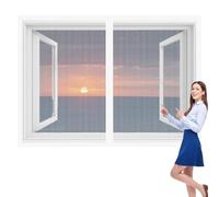 Moustiquaires pour Fenêtre 67 x 53 cm Rideaux Toile Insect Ecran Sans Percer Facile à Installer pour Couloirs Fenetres Patio, Blanc